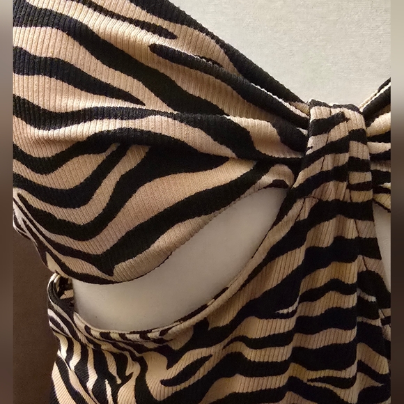 J for Justify Brown and Black Zebra Print Cutout Midi Dress - Picture 3 of 5